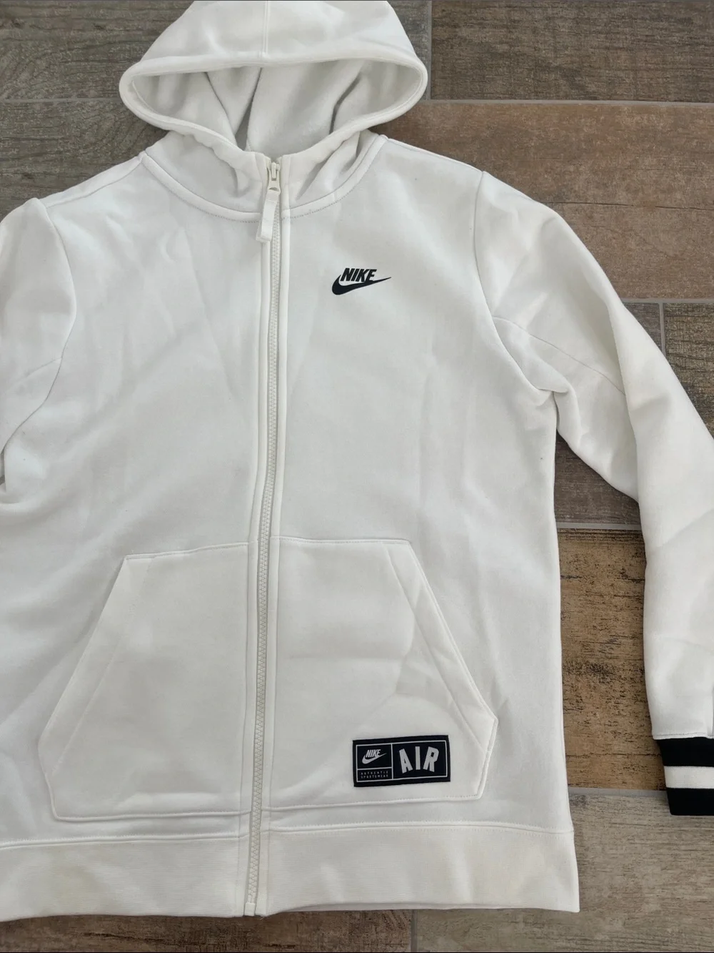 Nike Air White Full Zip Hoodie Hooded Sweatshirt Youth XL